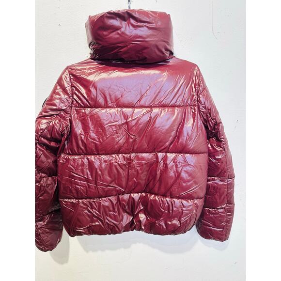 SAVE THE DUCK Burgundy Long Sleeve High Standing Collar Isla Puffer Jacket M - Picture 12 of 16